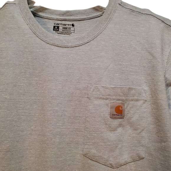 Carhartt Men`s Size 1X Crew Neck T Shirt Loose Fit Short Sleeve Pocket Blue - Picture 3 of 5